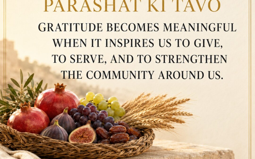 Ki Tavo — Gratitude in Action — Victory Park Hebrew Congregation graphic